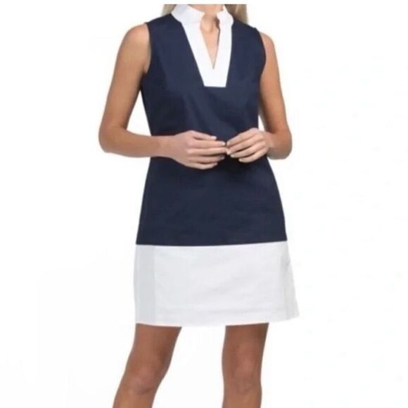 STS Sail to Sable Sleeveless Shift Dress Color block Size Medium - Picture 2 of 8
